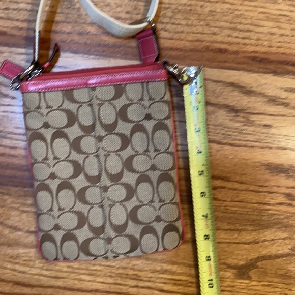 COACH Crossbody Pink Stripe adjustable Purse Bag - Picture 9 of 13